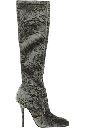 Saint Laurent Schoenen, Dames, Groen, 36 EU, Groene Fluwelen Enkellaarzen voor Dames