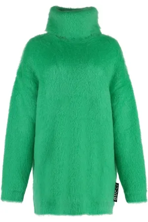 Gucci Kleedjes, Dames, Groen, S, Mohair-Blend Mini Sweater Jurk