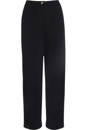 Ganni Broeken, Dames, Zwart, M, Zwarte Crêpe Viscose Broek