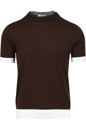 Paolo Pecora Tops, Heren, Bruin, S, Katoen, Bruine Katoenen Trui met Ronde Hals