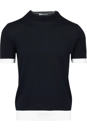 Paolo Pecora Tops, Heren, Blauw, XL, Katoen, Blauwe Katoenen Trui met Ronde Hals