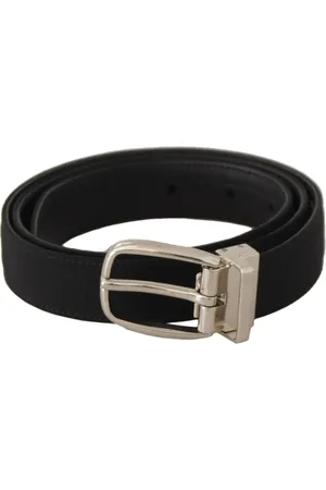 Dolce & Gabbana Accessoires, Heren, Zwart, 90 CM, Leer, Stijlvolle zwarte leren riem met zilveren metalen gesp