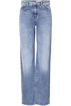 Noisy May Jeans, Dames, Blauw, W29 L34, Denim, Trendy Wide Leg Straight Jeans