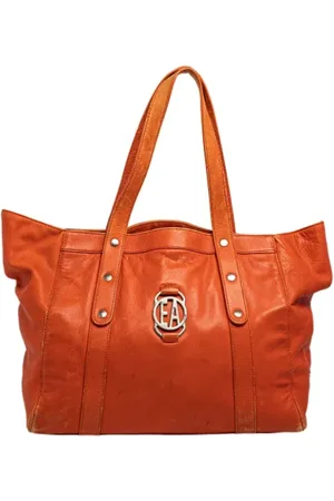Emporio Armani Pre-owned, Dames, Oranje, ONE Size, Leer, Pre-owned Leather totes