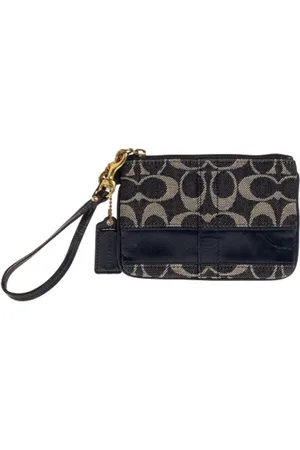 Coach Pre-owned, Dames, Blauw, ONE Size, Leer, Pre-owned Canvas clutches