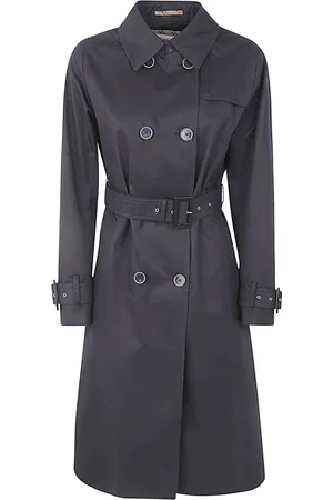 HERNO Mantels, Dames, Blauw, L, Blauwe Trenchcoat