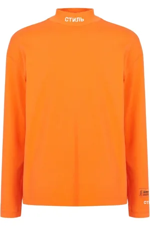 Heron Preston Tops, Heren, Oranje, S, Katoen, Logo Turtleneck Sweatshirt in Levendig Oranje