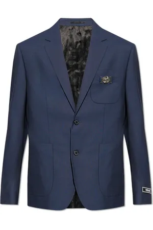 VERSACE Jassen, Heren, Blauw, S, Wol, Wollen blazer