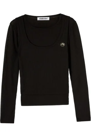 AMBUSH Truien, Dames, Zwart, L, Dubbele Laag Rib Top