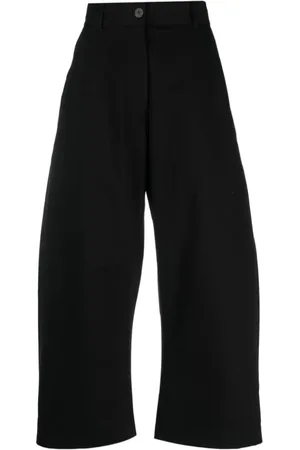 STUDIO NICHOLSON Broeken, Dames, Zwart, M, Zwarte Wide Crop Broek