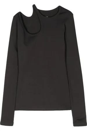 Low Classic Tops, Dames, Zwart, M, Houtskool Curve Hole T-Shirt