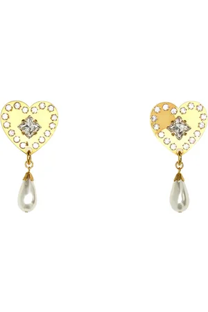 Alessandra Rich Accessoires, Dames, Geel, ONE Size, Gouden metalen oorbellen
