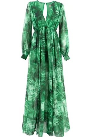 ERMANNO SCERVINO Kleedjes, Dames, Groen, M, Bloemenprint Lange Jurk
