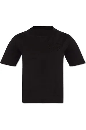 Palm Angels Tops, Dames, Zwart, XS, Katoen, T-shirt met Logo