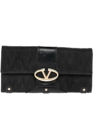 VALENTINO Pre-owned, Dames, Zwart, ONE Size, Leer, Pre-owned Canvas wallets