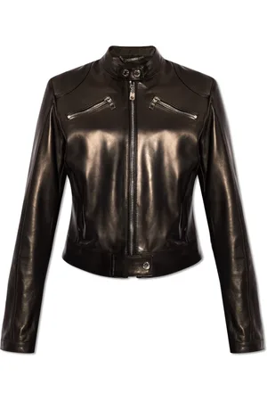 Dolce & Gabbana Jassen, Dames, Zwart, S, Leer, Leren jas