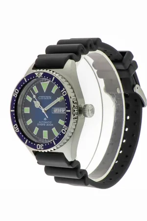Citizen Accessoires, Heren, Blauw, ONE Size, Duikershorloge met automatisch uurwerk en blauwe wijzerplaat