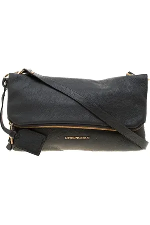 Emporio Armani Pre-owned, Dames, Grijs, ONE Size, Leer, Tweedehands leren schoudertassen