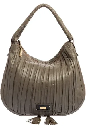 Emporio Armani Pre-owned, Dames, Grijs, ONE Size, Leer, Tweedehands leren handtassen