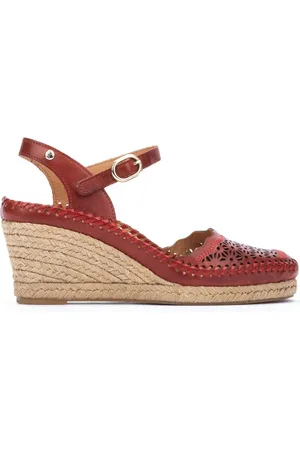 Pikolinos Schoenen, Dames, Rood, 36 EU, Jute, Handgemaakte Jute Sleehak Sandaal voor Dames