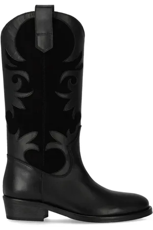 Via Roma Schoenen, Dames, Zwart, 37 EU, Leer, Zwarte Leren Texaanse Laars