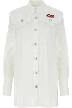 Alessandra Rich Blouses & Shirts, Dames, Wit, S, Witte overhemdjurk