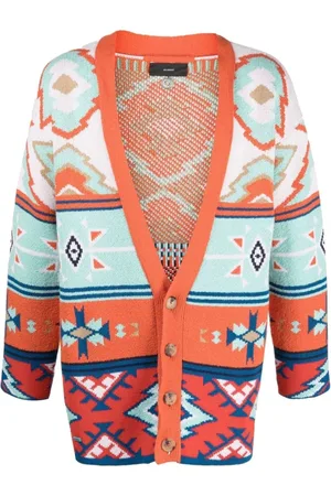 Alanui Truien, Heren, Oranje, L, Rode Desert Road Jacquard Cardigan