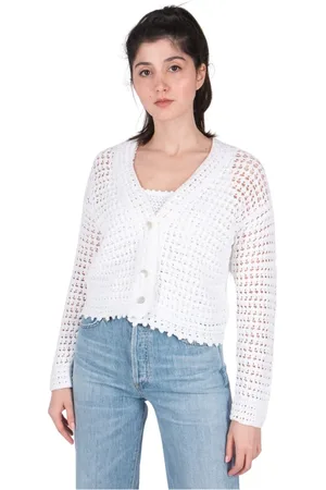 Vince Truien, Dames, Wit, S, Comfortabele Gehaakte Cardigan