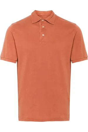 FEDELI Tops, Heren, Oranje, 3Xl, Katoen, Slim Fit Katoenen Polo Shirt