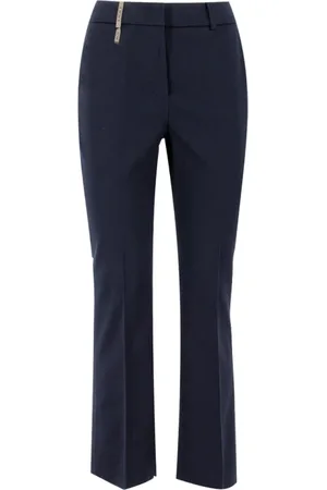 PESERICO SIGN Broeken, Dames, Blauw, XL, Katoen, Wide Broeken