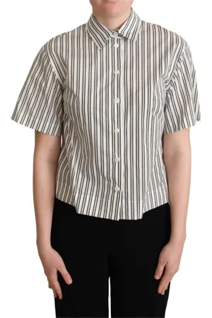 Dolce & Gabbana Blouses & Shirts, Dames, Wit, XS, Katoen, Gestreepte Overhemdblouse Top
