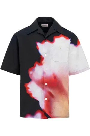 Alexander McQueen Overhemden, Heren, Veelkleurig, M, Katoen, Solarised Flower Grafische Bowling Shirt