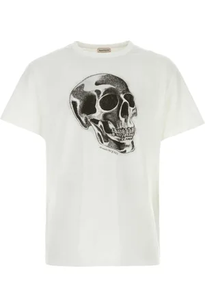 Alexander McQueen Tops, Heren, Wit, L, Katoen, Witte katoenen T-shirt