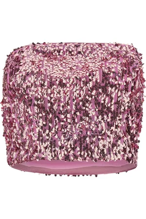 ROTATE Tops, Dames, Roze, S, Pailletten, Roze Pailletten Crop Top