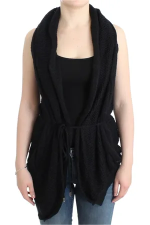 Costume National Truien, Dames, Zwart, S, Wol, mouwloos gebreide Cardigan