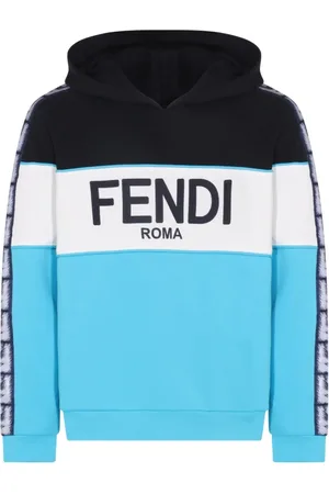 Fendi Sweatshirts & Hoodies, Heren, Blauw, S, Katoen, Logo Hoodie