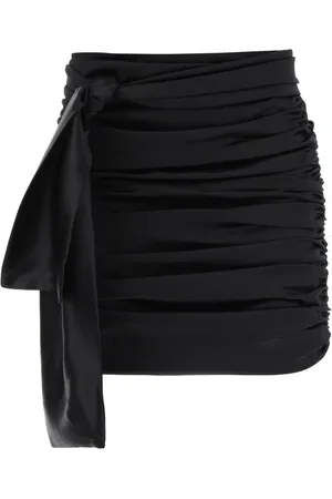 Dolce & Gabbana Rokken, Dames, Zwart, XS, Satijn, Gerimpelde Satijnen Mini Rok met Bijpassende Ceintuur