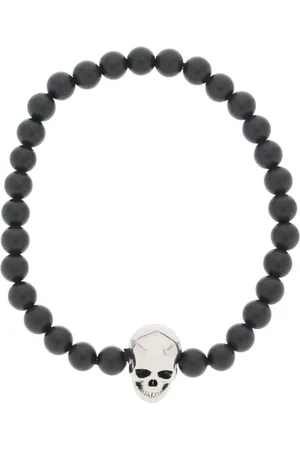 Alexander McQueen Accessoires, Heren, Zwart, ONE Size, Armband met parels en antiek zilveren afwerking