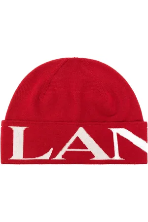 Lanvin Accessoires, unisex, Rood, ONE Size, Wol, Geribbelde Wollen Hoed