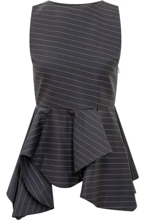 J.W.Anderson Tops, Dames, Blauw, M, Wol, Mouwloze Peplum Top