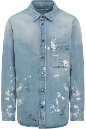 DARKPARK Overhemden, Heren, Blauw, M, Denim, Denim Klassieke Kraag Shirt voor Heren