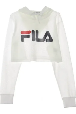 Fila Sweatshirts & Hoodies, Dames, Wit, L, Kort lichtgewicht Hoodie met Hoodie