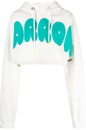 BARROW Sweatshirts & Hoodies, Dames, Wit, M, Trendy Crop Hoodie - M