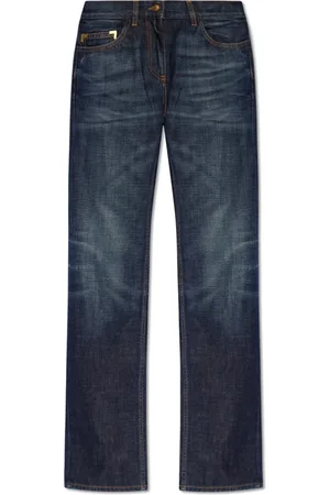 Palm Angels Jeans, Dames, Blauw, W26, Katoen, Jeans met rechte pijpen