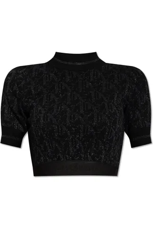 Palm Angels Tops, Dames, Zwart, M, T-shirt met Logo