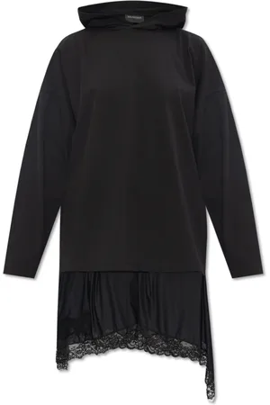Balenciaga Kleedjes, Dames, Zwart, L, Pailletten, Jurk met capuchon