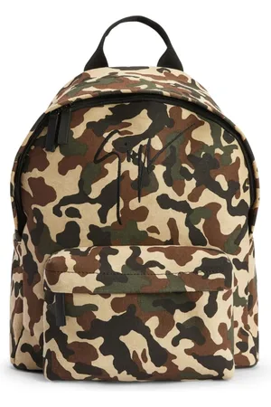 Giuseppe Zanotti Tassen, Heren, Veelkleurig, ONE Size, Camouflage Logo Rugzak