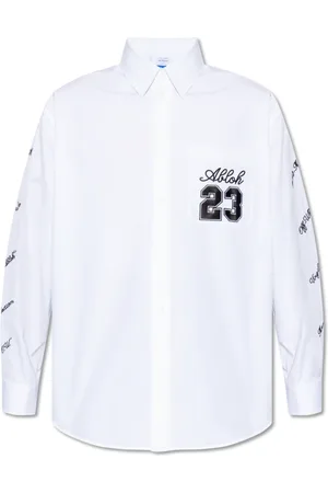 OFF-WHITE Overhemden, Heren, Wit, S, Katoen, Geborduurd Overhemd