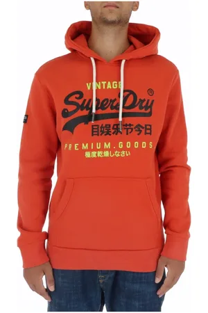 Superdry Sweatshirts & Hoodies, Heren, Oranje, S, Katoen, Heren Oranje Print Sweatshirt