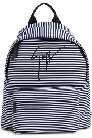 Giuseppe Zanotti Tassen, Heren, Veelkleurig, ONE Size, Signature Logo Rugzak Blauw/Wit